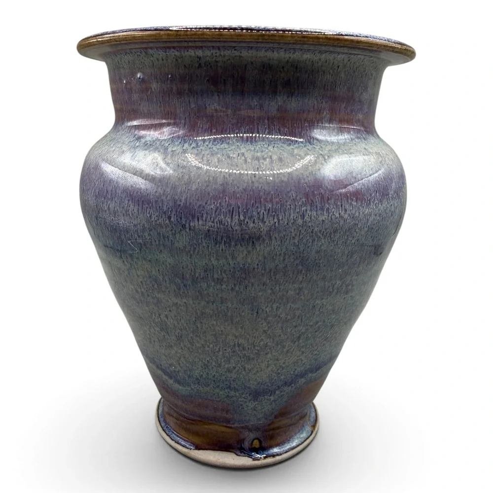 Stephen Bennett Signed Studio Pottery Vase Purple Blue Reactive Glaze 6.5